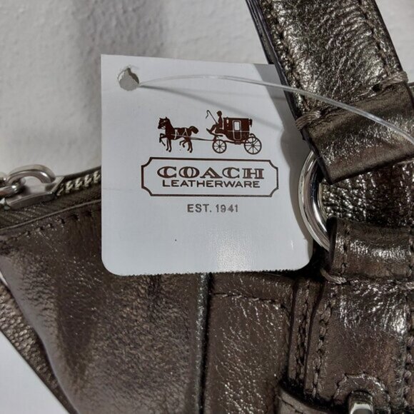 NWT! Coach Metallic Gunmetal Mini Chelsea Leather Satchel Bag - Picture 4 of 12